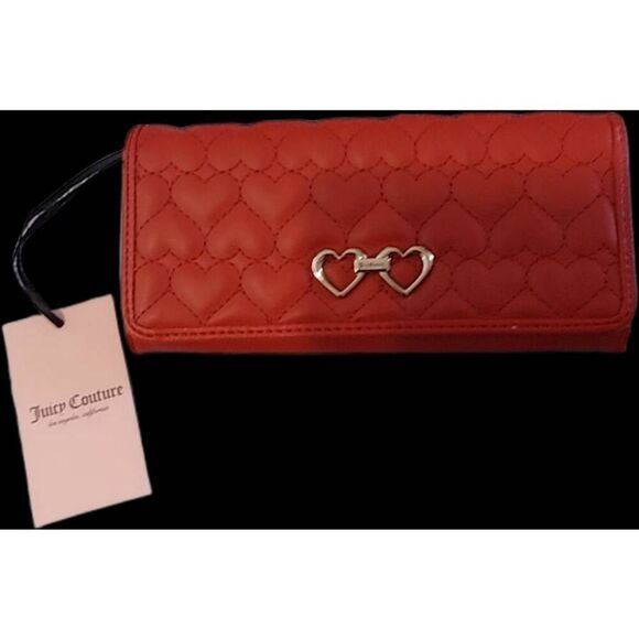 JUICY COUTURE Straight From The Heart Cool Red Single Gusset Flap Clutch Wallet - Picture 1 of 6